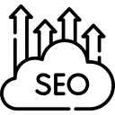 Search engine optimization illustration with cloud and growth arrows